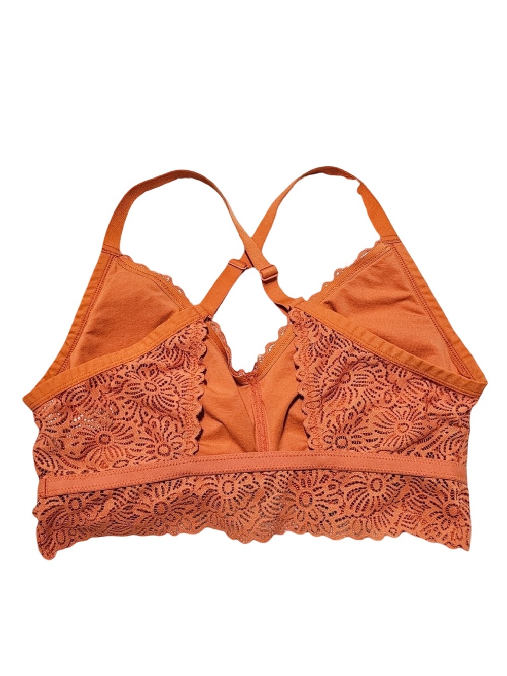 Auden Lightly Lined Crossback Burnt Orange Crochet Lace Bralette - Picture 3 of 6